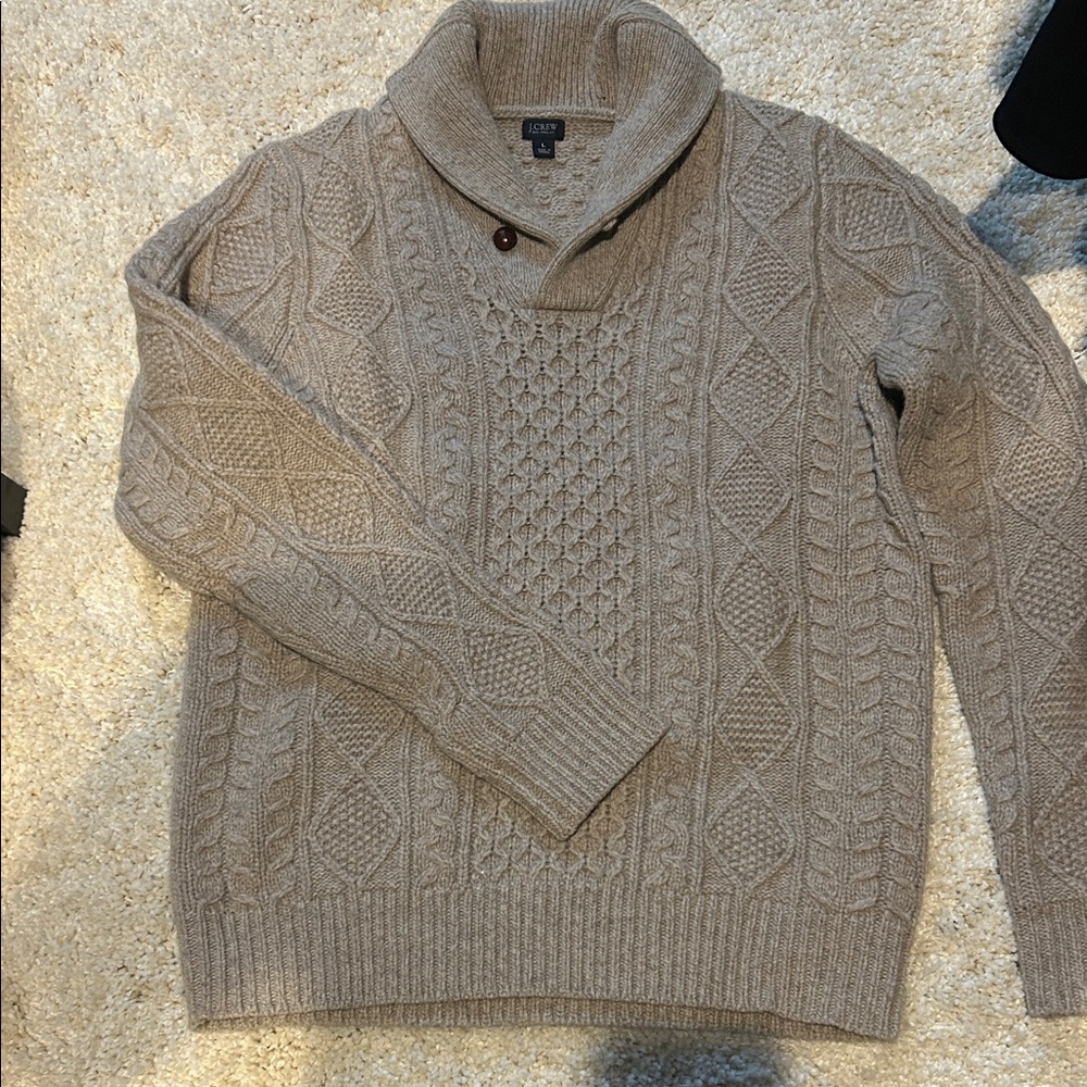 J. Crew Men's Crewneck lambs wool fisherman’s cable Sweater